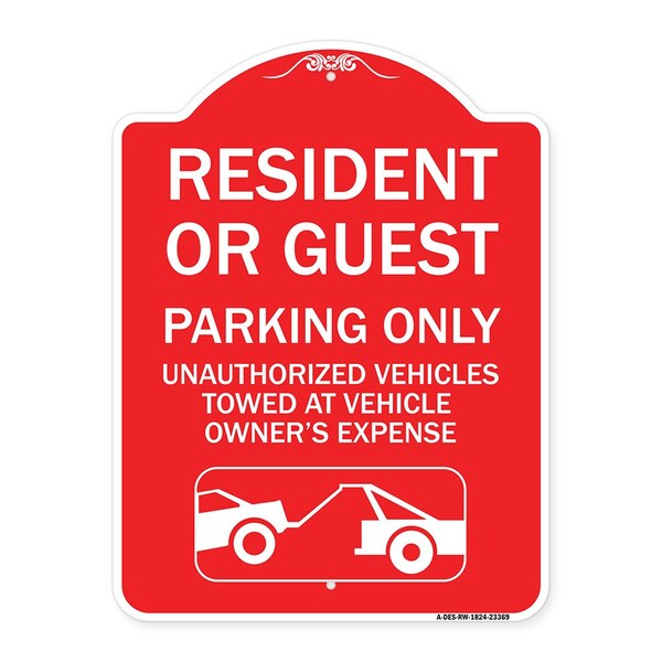 Parking Restriction Resident or Guest Parking Only Unauthorized Vehicles Towed at Own, RW-1824-23369